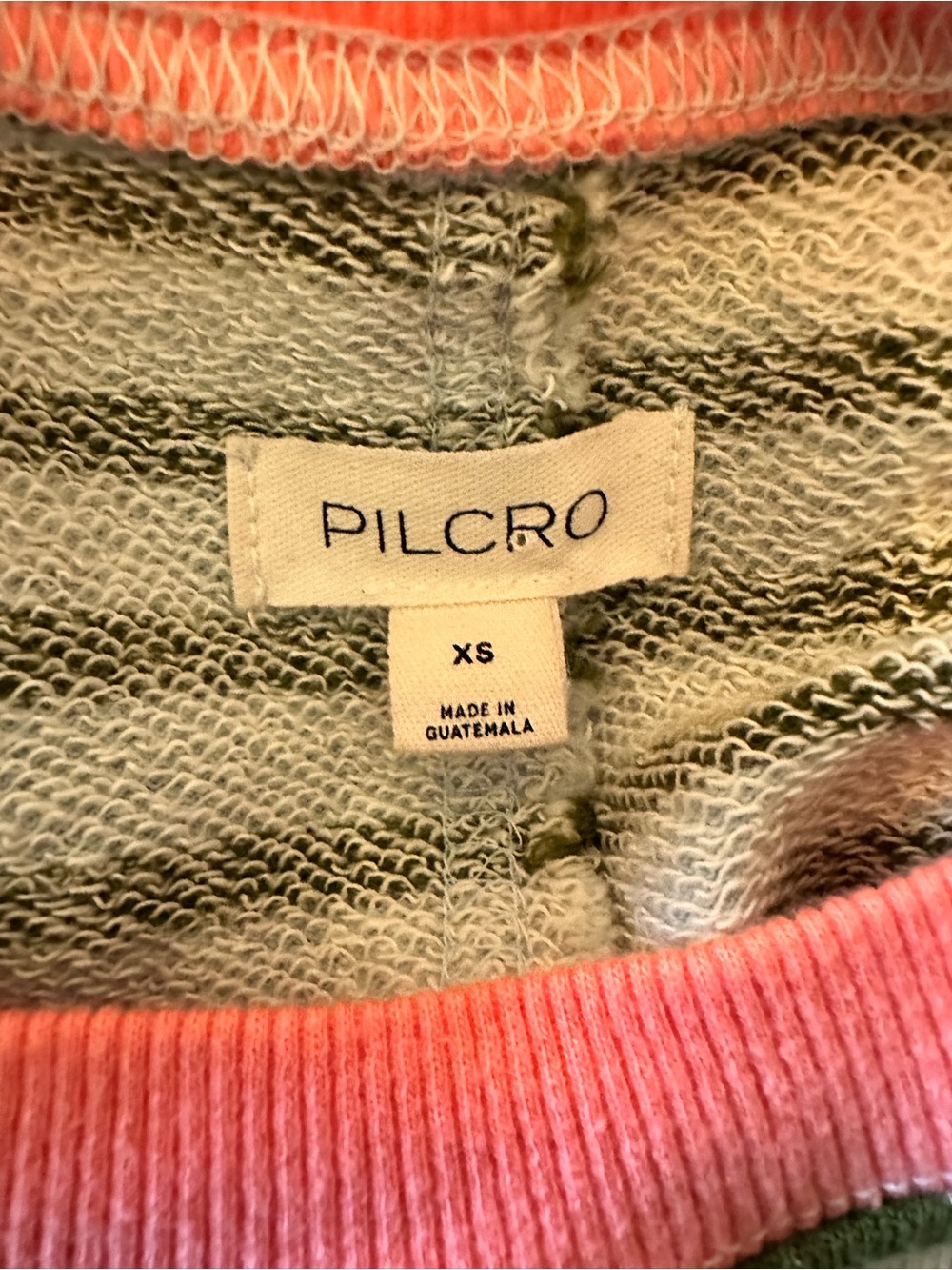 Pilcro for Anthropologie Niki Bubble Sleeve Sweatshirt Green and Coral size XS - Picture 11 of 12